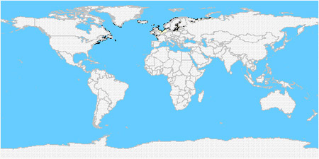 World map of Atlantic salmon